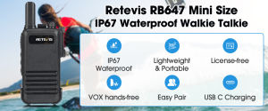 Retevis RB47/647 Walkie-Talkies IP67 Waterproof Easy Pair Two Way Radio for School