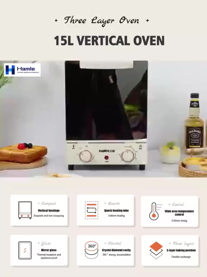 Electric Oven Home Use Mini Desktop Multi-Function Baking Oven Timer and Temperature Control Non-Stick Tray Small Home Oven for Baking Bread Cakes Pizza Low-Fat Healthy Baking Hot Seller