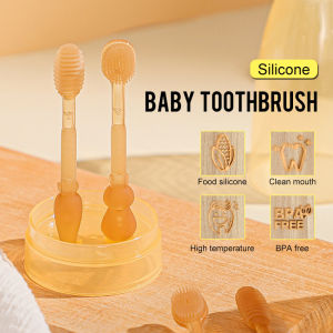 0-18 Months Baby Oral Clean Brush Set Oral Care Cleaner 3pcs with Can Food Grade Silicone No BPA Tongue Brush Toothbrush Silicone Baby Oral Cleaner Set