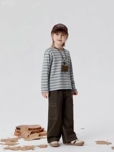 MINI BALA | Áo Thun Dài Tay Sọc Đối Chiếu Cotton Tinh Khiết cho Bé Trai