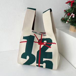 กระเป๋าถือถักปีใหม่ กระเป๋าใส่ของสำหรับงานแต่งงาน กระเป๋าถือสำหรับเดินทาง กระเป๋าถือสี่เหลี่ยมกลวงแบบหุ้มผ้าฝ้ายผสมสำหรับผู้หญิง