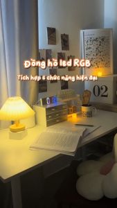 Đồng hồ led RGB để bàn xem giờ ngày nhiệt độ cảm biến âm thanh