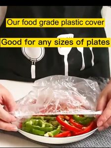 Disposable Food Cover Elastic Plastic Wrap for Leftover Food Dustproof Lids