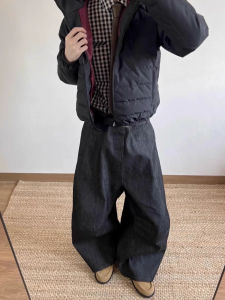 กางเกงยีนส์ทรงหลวมสไตล์อเมริกันย้อนยุคแบบยูนิเซ็กซ์ กางเกงขายาวทรงหลวมสบาย ๆ ทรงหลวม กางเกงยีนส์ทรงตรงทรงหลวมสำหรับฤดูใบไม้ผลิและฤดูร้อน