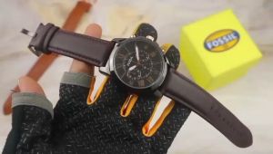 Box Exclusive Jam Tangan Fos Chrono Aktif VA-978SRA / Jam Tangan Fashion Pria Tali Kulit Diameter 43cm
