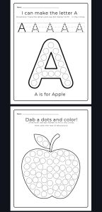 Alphabet elements dot markers worksheets for kids | ages 4-6 | 52 pages total