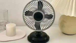 5.7 Multifunction Oscillating Table Fan 2-Speed USB/AA Powered Desk Fan Retro USB Fan For Bedroom Living Room