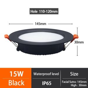 Tri Color IP65 Outdoor Waterproof Kitchen 220V LED Downlight 5W 10W 15W Bathroom Toilet Eaves Balcony Recessed Ceiling Lamp Spot Light