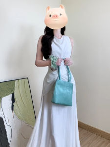 SENWA | French Elegant White Sleeveless Summer Dress