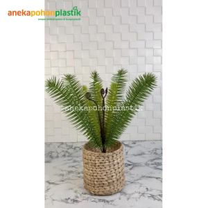 Pohon Hias Artificial Daun Pakis Hutan X12 Latex Pot Dasar Hitam Cover Eceng Gondok Medium Hiasan Meja Tamu Aesthetic
