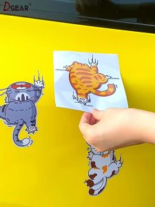 สติกเกอร์แมว-หมา 3 ตัว ชุด น่ารัก กันน้ํา ลายแมว-หมาตลก สติ๊กเกอร์ติดรถ สําหรับตกแต่งรถยนต์ สติ๊กเกอร์ปิดรอยขีดข่วน