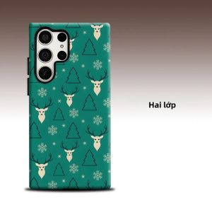 Ốp Bảo Vệ Toàn Diện Thời Trang Cao Cấp Hai Lớp Thiết Kế Cây Tuần Lộc Giáng Sinh Màu Xanh Ngọc Cho Samsung Galaxy S26 S25 S24 A56 A36 - Chống Sốc Chống Trầy Xước Chất Liệu TPU Mềm PC