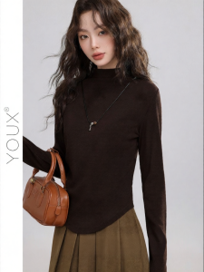 YOUXIANG | Áo Sweater Đồ Lót Mùa Thu-Đông Cổ Trụ Dài Nửa