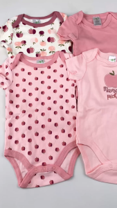 PAYI BABY-4 PIECES Soft Cotton Onesies Jumpsuit Baby Girls Romper Infant Short Sleeve Bodysuits