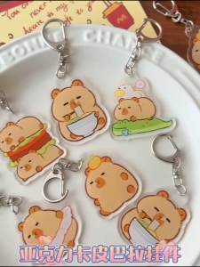 Capybara Keychain Cute Cartoon Kawaii Key Holder School Bag Acrylic