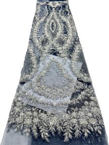 Luxury Stones African Lace Fabric High Quality Sequin Beads Soft Lace Fabrics For Nigerian French Tulle Lace Fabric Dress Sewing