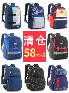 กระเป๋าเป้สะพายหลังนักเรียนประถมชาย Domio กระเป๋าใส่ของน้ำหนักเบา ป้องกันกระดูกสันหลังสำหรับเด็ก วัสดุผ้าไนลอน กระเป๋าใส่ของนักเรียนประถมศึกษา