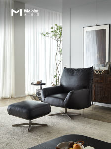 Luxurious Italian Style Leather Petal Sofa Chair Living Room Recliner Designer Rotating Casual Chair High Elastic Foam Sponge