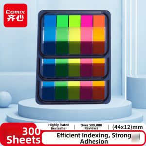 Comix | Fluorescent Index Labels Stick Notes Strong Adhesive Easy Pull Student & Office Use