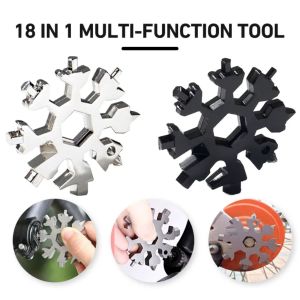 18in1 Gantungan Kunci Obeng Kunci Pas Multifungsi Snowflake Stainless Steel