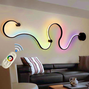 Modern Black White RGB LED Wall Lamps Bedroom Wall Lights for Home Background Mirro Living Room Light Wandlamp LED Lustres