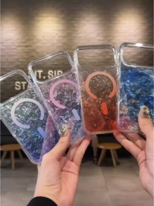 Ốp Điện Thoại MagSafe Dreamy Glitter Wave Dành Cho iPhone 17/16/15/14 Plus Mặt Lưng Acrylic Trong Suốt Chống Sốc Chống Xước Có Thể Giặt Được