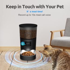 4L Automatic Pet Feeder Automatic Cat Feeder Dry Food with Timer 2.4GHz WiFi Pet Feeding App Control Detachable Easy Clean Daily