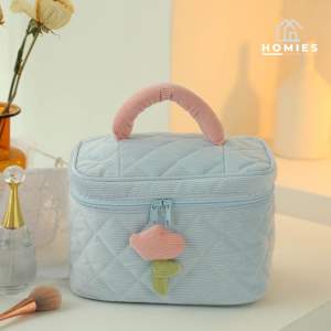 TAS KOSMETIK MAKEUP BESAR PASTEL / POUCH MAKEUP AESTHETIC TULIP FLOWER HANDLE PASTLE TAS KOSMETIK / TRAVEL POUCH HIGH QUALITY / TAS AKSESORIS WANITA LUCU