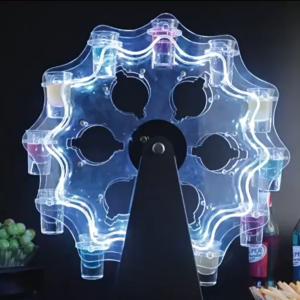 ชั้นวางไวน์ LED ที่วางแก้วน้ำชิงช้าสวรรค์ แถมฟรีแก้ว 12 ใบ เหมาะสำหรับบาร์ KTV ไนท์คลับ ปาร์ตี้ส่วนตัว แสงสว่างยาวนาน