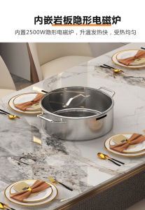 New Luxury Cream Style Island Table Dining Table Integrated Rock Board Multi-Function Mobile Tea Brewing Table Home Modern