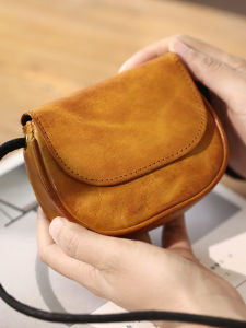 Imperfect Retro Genuine Leather Crossbody Mini Bag Ultra-Thin Ladies Card Holder Coin Purse Drivers License Shoulder