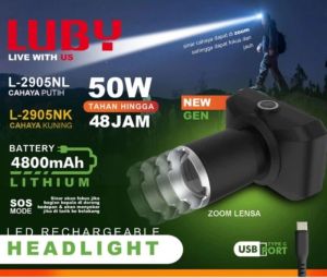 LUBY LAMPU SENTER KEPALA ZOOM 70W L-2925 RECARGEABLE CAHAYA PUTIH HEAD LAMP CAHAYA SUPER TERANG BAGUS KUALITAS TERBAIK