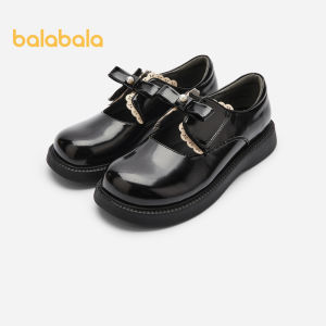 balabala Girl Princess Shoes Fall 2024 New ChildrenS Leather Shoes Literary Retro Bow Baby Shoes