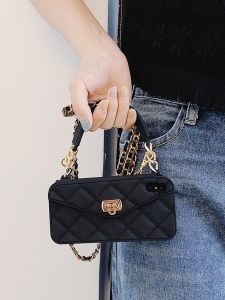 เคสโทรศัพท์แบบสะพายข้างพร้อมสายโซ่แบบครอบเต็มสำหรับ iPhone 15 pro Max Apple 14 พร้อมกระเป๋าใส่บัตรแบบหรูหราพร้อมการป้องกันการตกหล่น