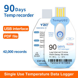 Disposable USB Temperature Data Logger 60/90 Days Datalogger 42000 Points PDF Report Temp Recorder Thermometer for Cold-chain
