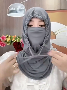Ice Silk Breathable Sunscreen Cap Outdoor Full Face Mask Cooling UV Protection Sun Resistant UPF50+