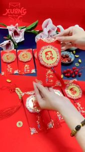 Bao lì xì cao cấp 4D ánh nhũ kim tuyến kèm tua rua sang trọng Tết 2027