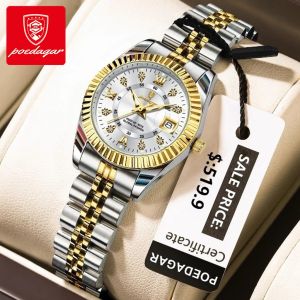 POEDAGAR Genuine Ladies Watch Stainless Steel Strap Luminous Calendar Waterproof 780