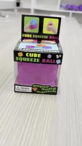 4 Kinds Squishy Stress Balls Cube - Ocean Sensory Fidget Toy Slow Rise Squishy Toys for Kids and Adults Squeeze Relax Gift