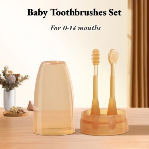 Baby Oral Cleaner Set Soft Silicone Toothbrush Tongue Cleaner Set Food Grade Material Toothbrush for Kids