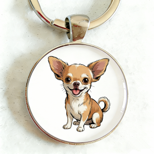 1pc Cute Chihuahua Keychain for Dog Lovers Sweet Gift Adorable Chi Puppy Keyring Birthday Gift for Daughter Girlfriend Bestie