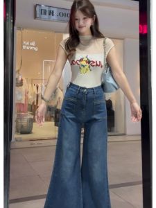 YUEZHONGWEI | Áo thun dệt kim lụa băng không tay ngắn ôm vừa vặn in họa tiết hoạt hình lưới kiểu Pháp mùa hè cho nữ