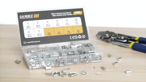 Sanuke 325pcs Wire Rope Sleeves Aluminum Crimping Loop Sleeves 8 Sizes 3/64 1/16 5/64 3/32 1/8 5/32 3/16 1/4 Double Cable Ferrules Kit
