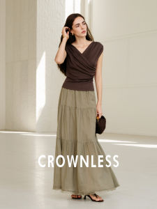 Crownless Silk Blend Knitted Slim Fit T-Shirt Summer Commute Casual Pure Color V-Neck Short Sleeve Womens Fashion Top