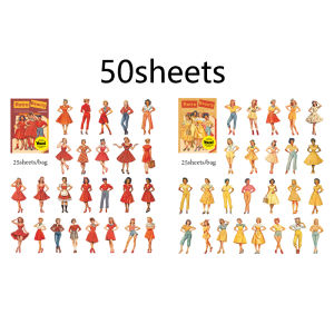 50pcs Vintage Beauty Series Retro Character Stickers Handbook Collage DIY Scrapbooking Envelopes Postcards Photo Frames Planner