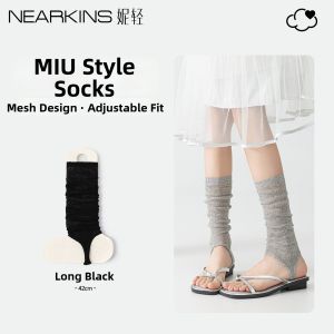 NEARKINS | Summer Thin Ballerina Style Gray Leg Warmer Socks