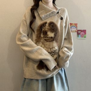 Trendy High-Neck Casual Knitted Sweater