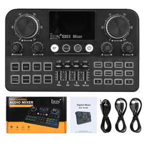 IRIN | IRIN SX03 Live Sound Card Mixer with XLR Interface Sound Card Colorful Display Bluetooth Voice Changer 48V Phantom Power