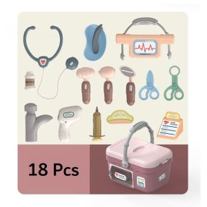 18 pcs medical equipment box pretend play doctor nurse tools stethoscope syringe kids toy kit perubatan kanak kanak