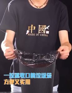 Portable thickened garbage bag with drawstring to close kitchen garbage disposable large rubbish bag